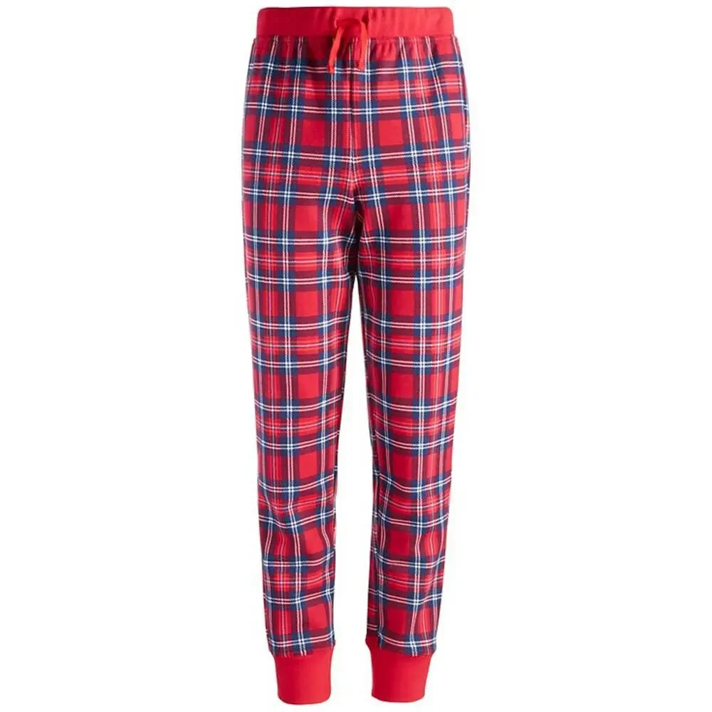 Charter Club Kids Jogger Pants Cardinal Holiday Plaid NWT Boy Girl Size 6-7
